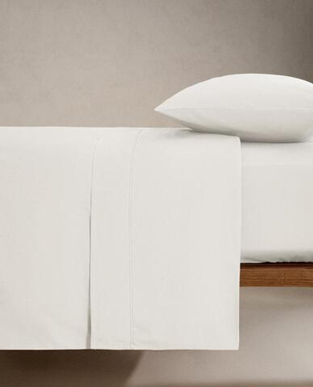 ZARA HOME (300 НИТЕЙ) НАТЯЖНАЯ ПРОСТЫНЯ ИЗ ХЛОПКА, БЕЛЫЙ