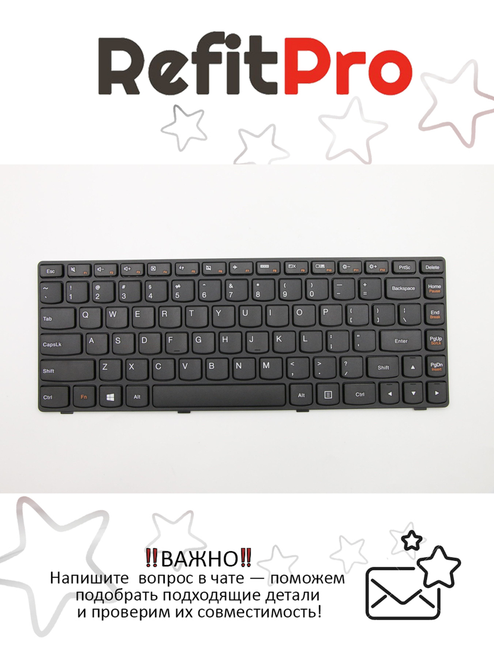 Клавиатура для Ноутбука Lenovo LenovoG400 / G410 раскладка - английская, черная (25212092)