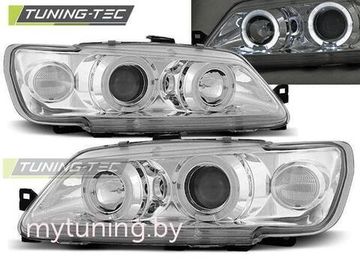 Передние фары angel eyes chrome для Peugeot 306