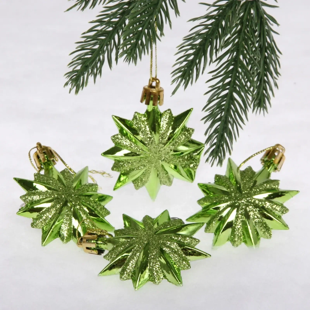 Ёлочные игрушки «Таинственное очарование» Звезда остроконечная 6 см (набор 4 шт), салатовый