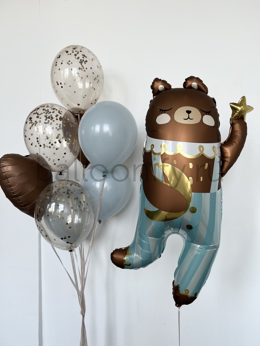 Набор шаров на выписку "Мишка в полосатых штанишках", дизайн №9