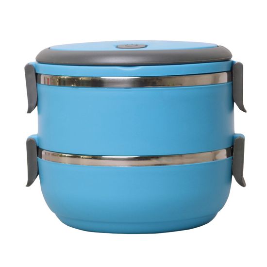 Ланч бокс двойной 1400 мл. круглый Kamille КМ-2106 (пластик, нержавеющая сталь)