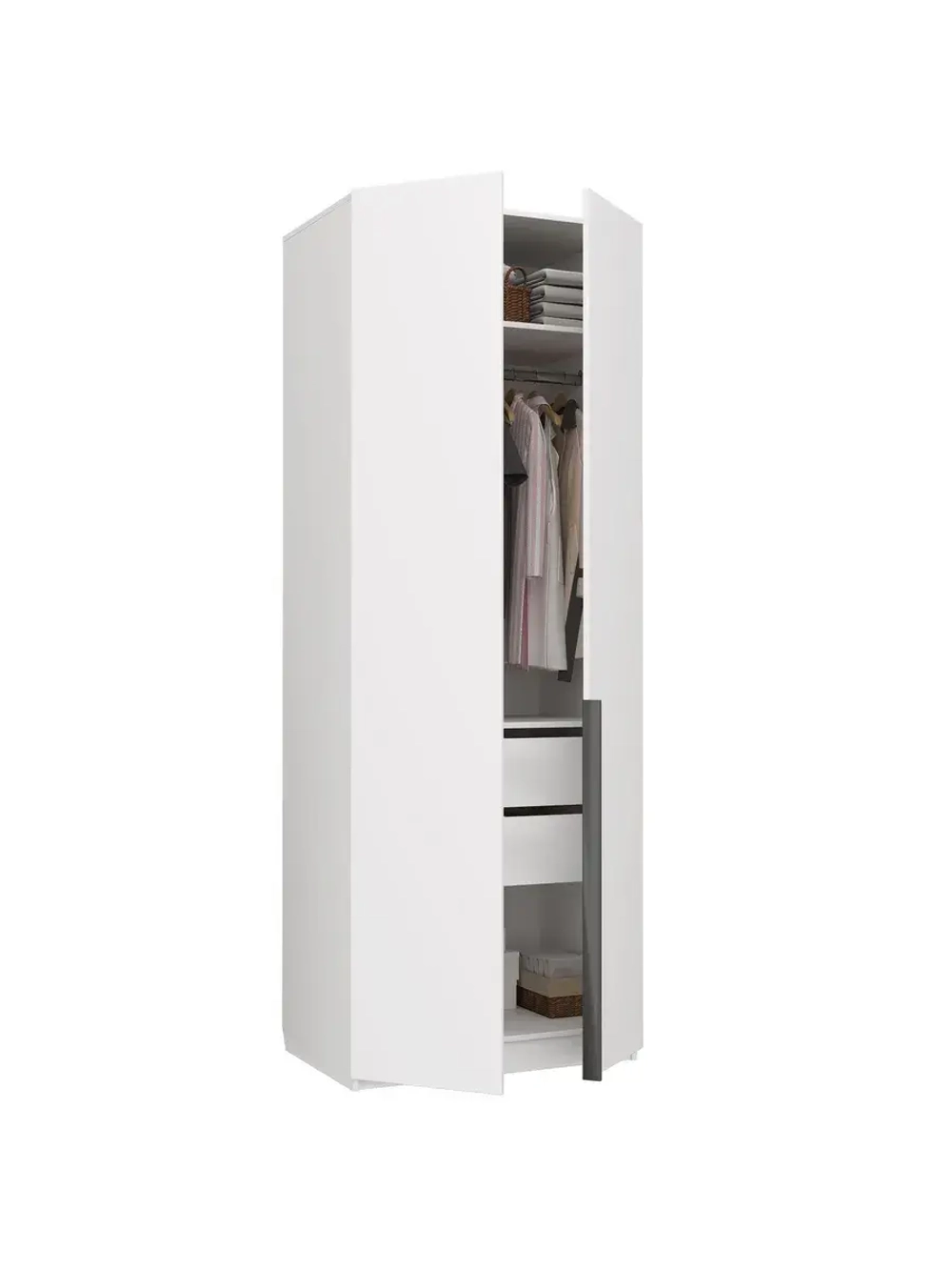 Шкаф для одежды 2-х ств Чарли №22 белое сияние