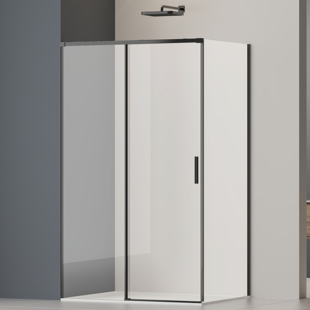 Душевой уголок Софт 2 (Soft 2) Vincea VSR-3SO29010CLB, 1000*900, черный, стекло прозрачное