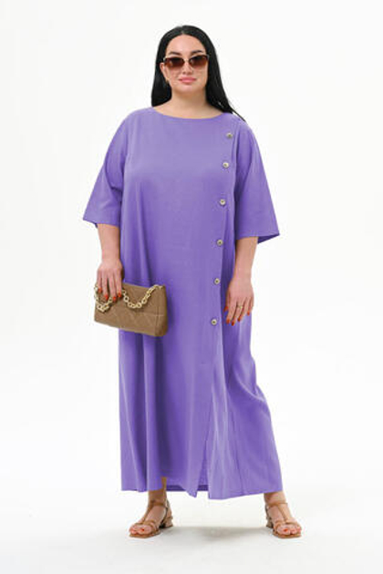 Платье с декоративной планкой, лавандовое