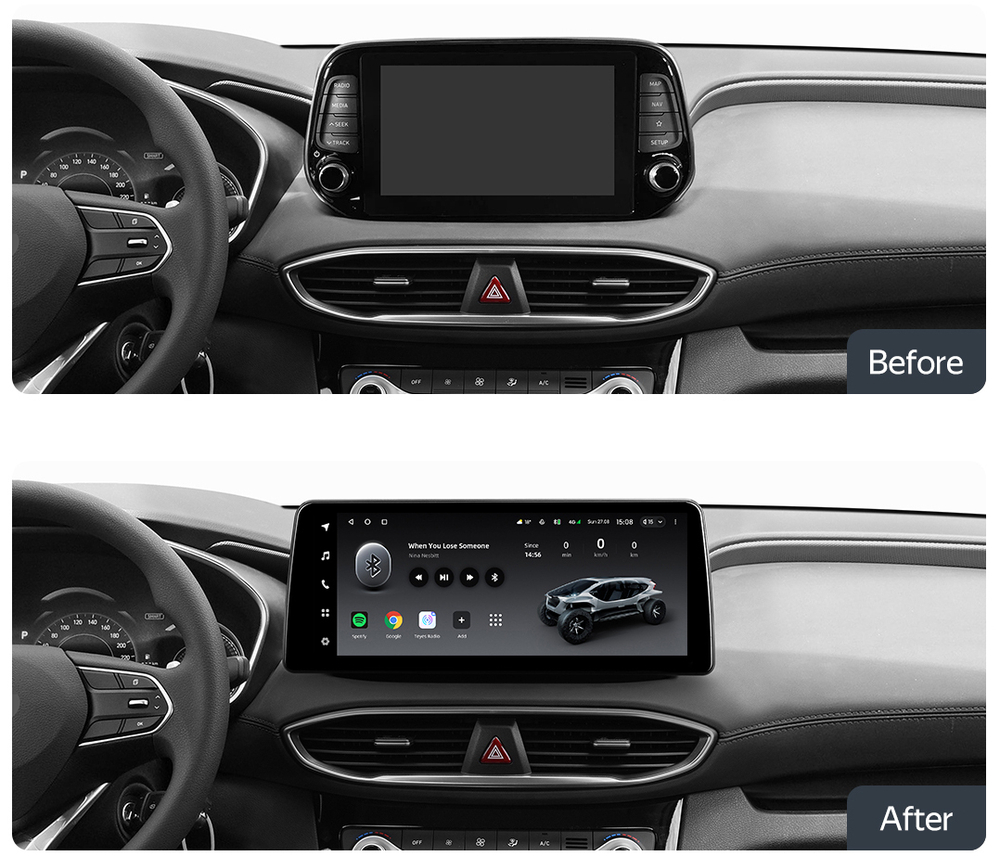 Магнитола для Hyundai Santa Fe 2018-2020 - Teyes LUX ONE монитор 12.3" 2K QLED на Android 10, CarPlay, 4G SIM-слот, 6/128ГБ