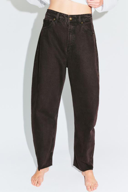 ZARA ДЖИНСЫ TRF BARREL С ВЫСОКОЙ ПОСАДКОЙ, КОРИЧНЕВЫЙ