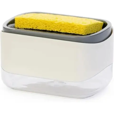 Диспенсер для моющего средства с губкой, белый