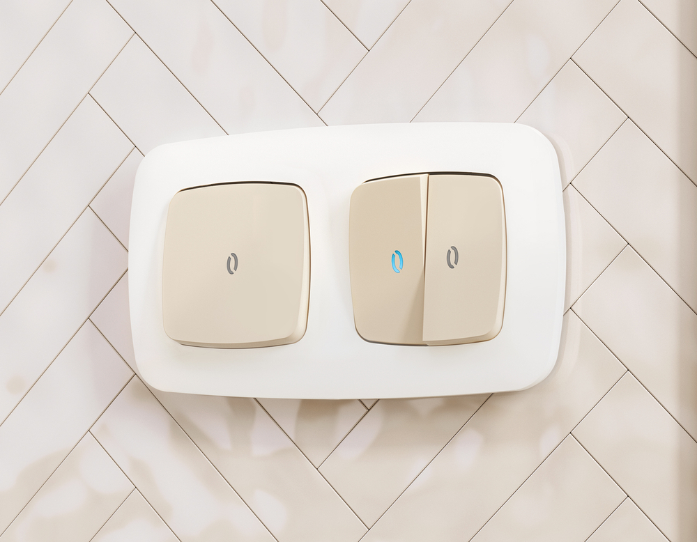 OP3240 Лицевая панель OMEGA (Бежевый матовый) для 2-кл выключателей с подсветкой QUANT