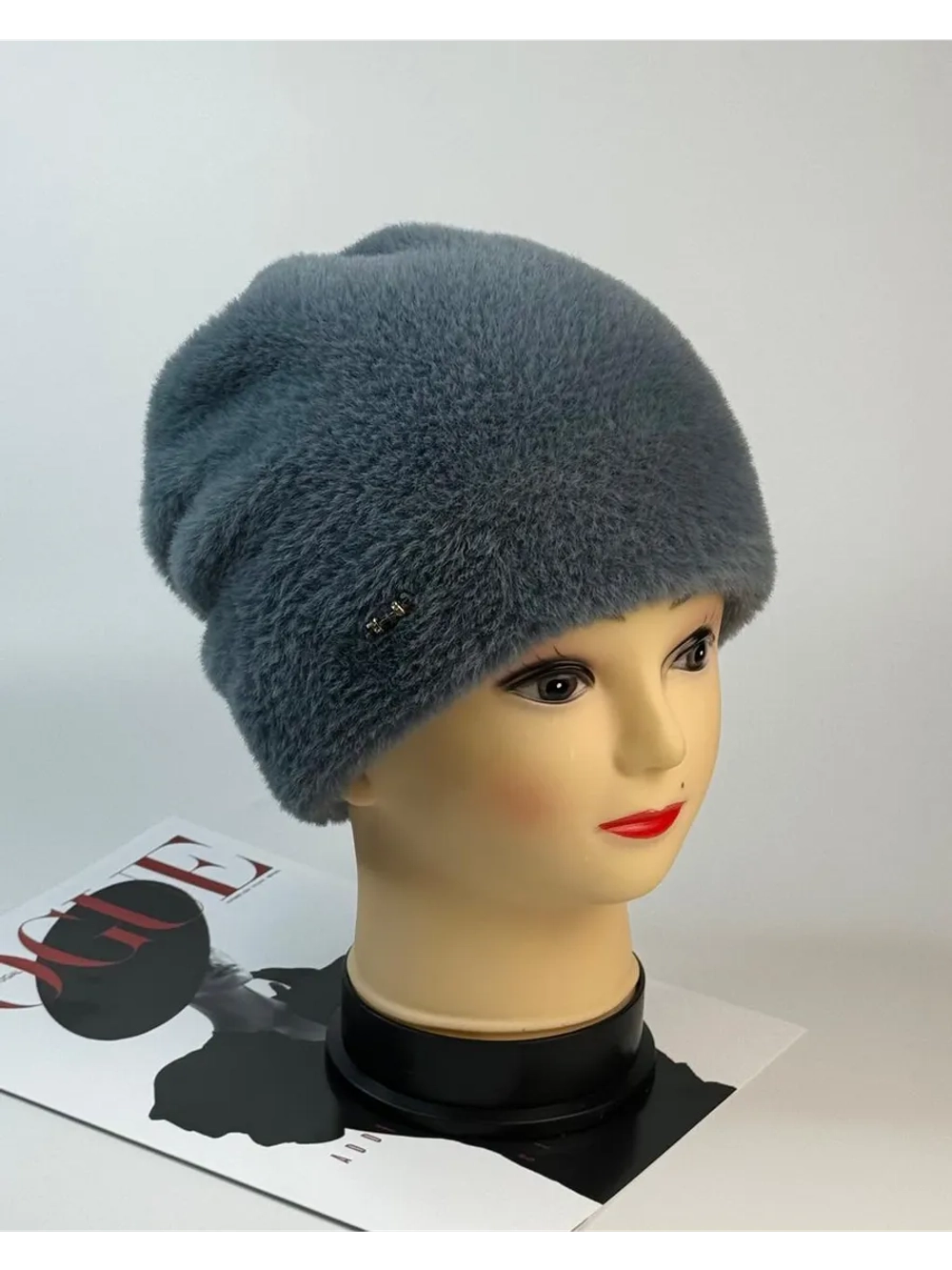 шапка зимняя пушистая из эко меха