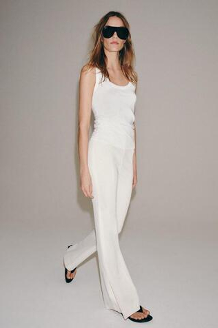 ZARA ТОП ИЗ ТОНКОГО ТРИКОТАЖА, БЕЛЫЙ