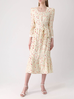 Платье VALENСIA, белое в цветочек с подкладом