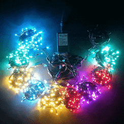 Комплект LED освещения для ели высотой до 10 м., цвет ламп: красный, теплый белый, аквамарин, нежно-розовый, светло-голубой, контроллер, силиконовый провод, (KFCT1000-10F11-1M2)