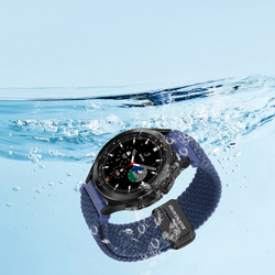 Эластичный ремешок синего цвета (Storm Blue) от Dux Ducis для смарт часов Samsung Galaxy Watch 3, 4, 5, 6 и 7 (размер крепления 20мм), серия Strap (Mixture Pro Series)