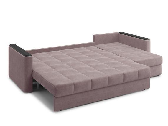 Диван угловой с оттоманкой Неаполь 1,8 - Velutto 22 коричневый/накладка венге