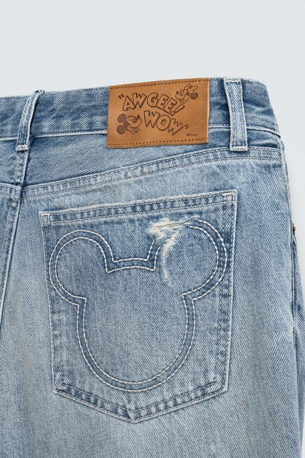 ZARA HARRY LAMBERT X DISNEY ДЖИНСЫ КЛЕШ С НИЗКОЙ ПОСАДКОЙ, СИНИЙ