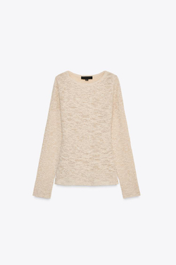 ZARA СВИТЕР С РЕЛЬЕФНЫМ УЗОРОМ, ПЕСОЧНЫЙ