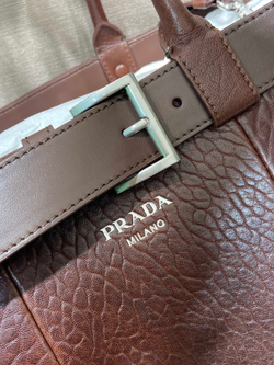 Prada Buckle Leather Bag With Belt 48 cm