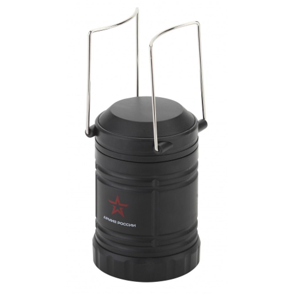 Фонарь кемпинговый светодиодный АРМИЯ РОССИИ KB-502 на батарейках складной мощный светильник с магнитом и крючком черный