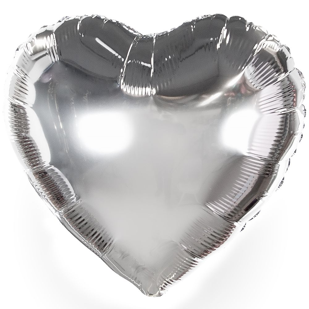 Шар (18"/46 см) Сердце, Серебро
