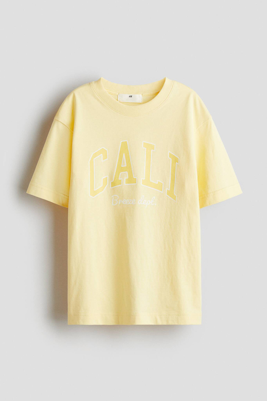 H&M Футболка из хлопка с принтом, желтый