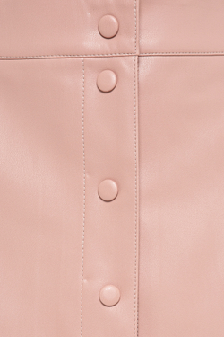 Розовая юбка-миди из эко-кожи