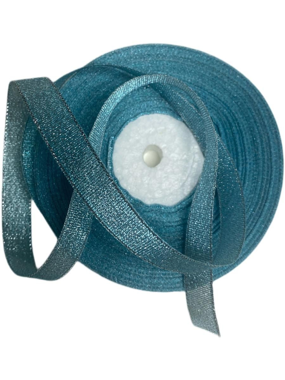 Лента люрекс 12мм - 33м -1 боб. (голубой с серебром)