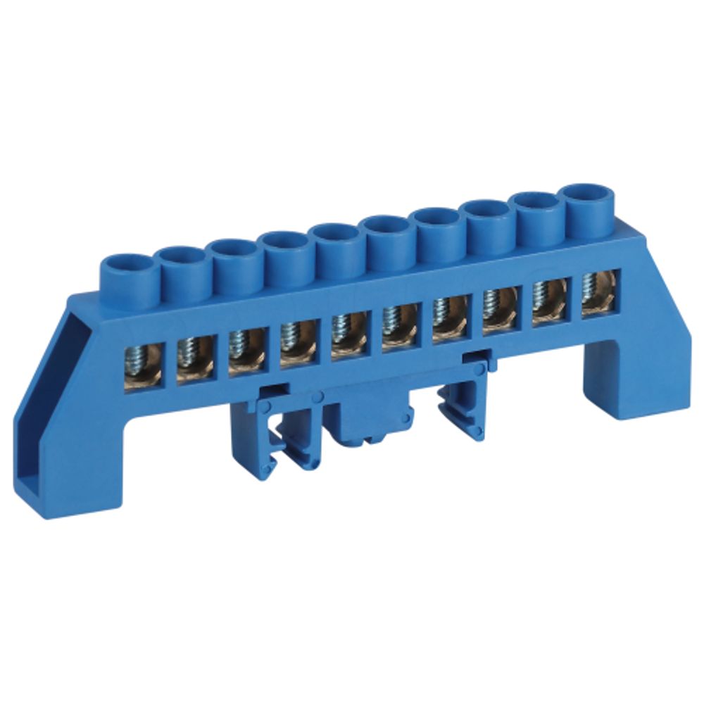 Шина ЭРА NO-224-111 N ноль в комбинированном изоляторе на DIN-рейку ШНИ-8х12-10-Д-синий | Шины N, PE, PEN