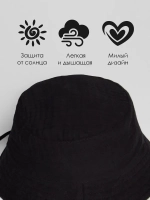 Черная детская панама на лето с завязками