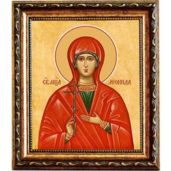 Леонида Сирийская мученица. Икона на холсте. В раме 15 х 18 см.