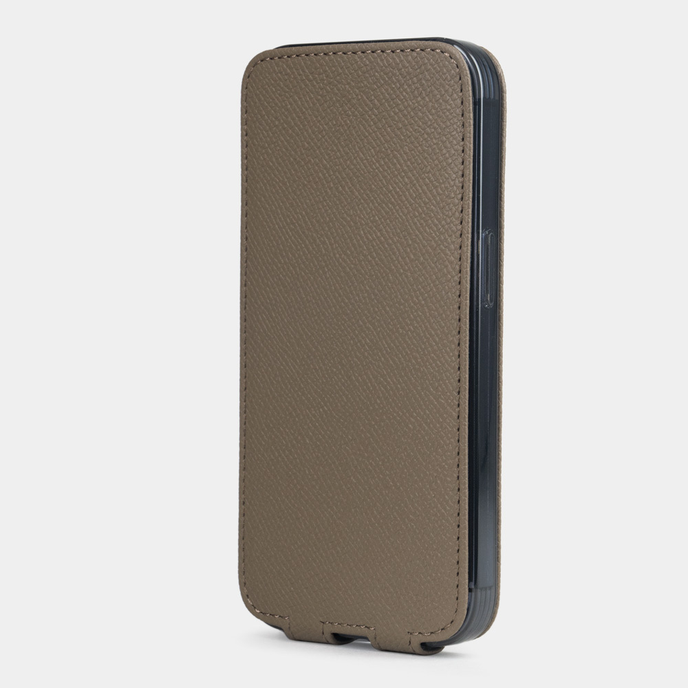Чехол для iPhone 15 Pro из кожи сафьяно, бежевого цвета