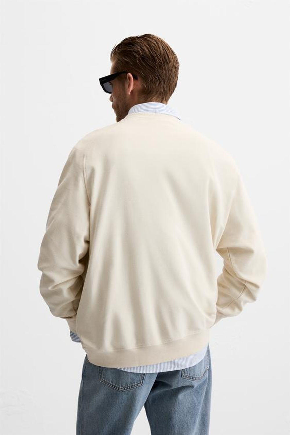 ZARA ТОЛСТОВКА ИЗ ПЛОТНОГО ТРИКОТАЖА С КРУГЛЫМ ВЫРЕЗОМ, ЭКРЮ