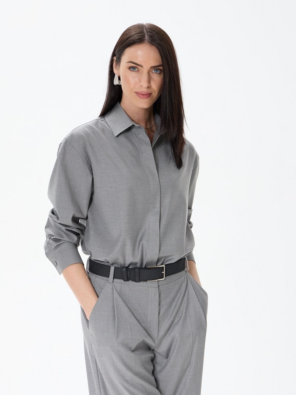 Рубашка Хельсинки серая смесовая шерсть