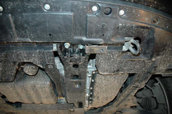 Защита картера двигателя, КПП (2 мм, сталь) для Mitsubishi Outlander XL 2006-07/2012 (V = 2.0; 2.0d; 2.2d; 2.4), Citroen C-Crosser 2007-2013 (V = 2.4; 2.2d), Citroen C4 AirCross 2012-2017 (V = 2.0 AT), Peugeot 4007 2007-2012 (V = 2.2 HDI; 2.4) Sheriff.05.1282