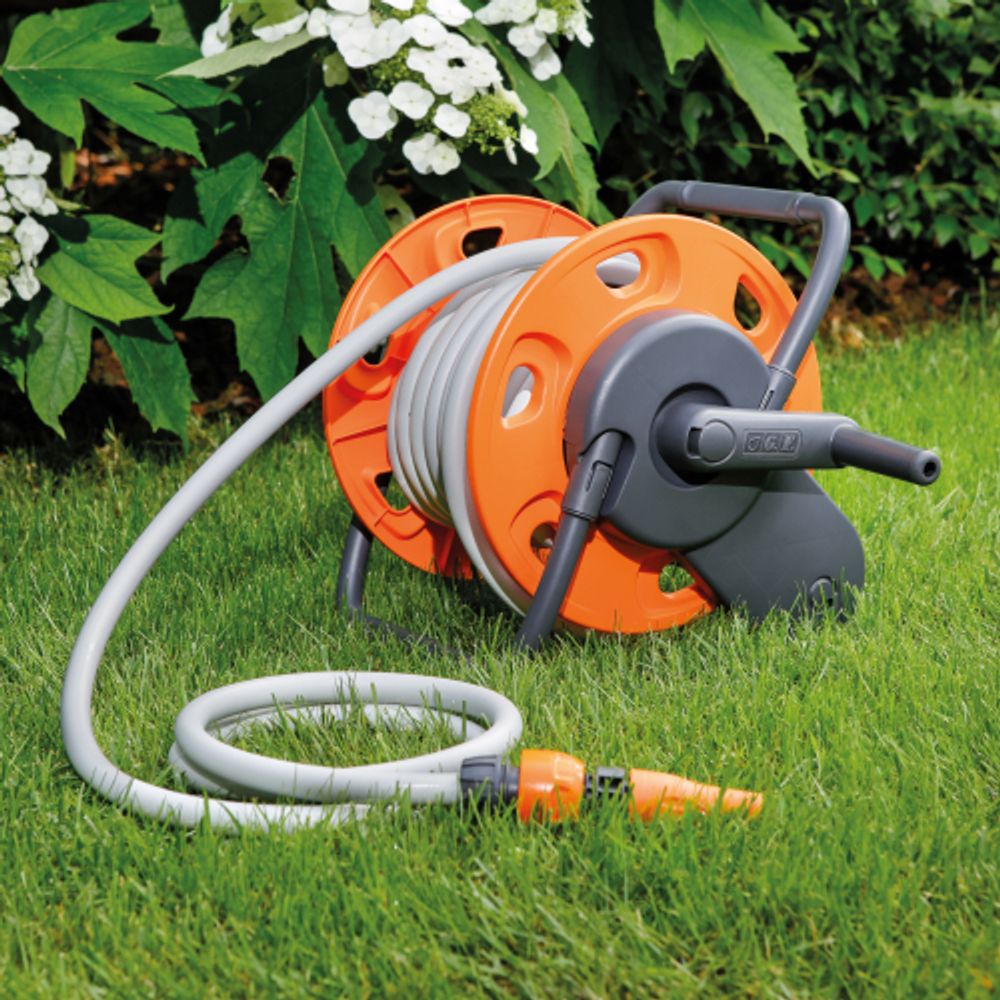 Катушка для шланга GF GF80005846 MINI CONCEPT PLUS механическая переносная в комплекте со шлангом 1/2 15м | Аксессуары для полива Green Apple