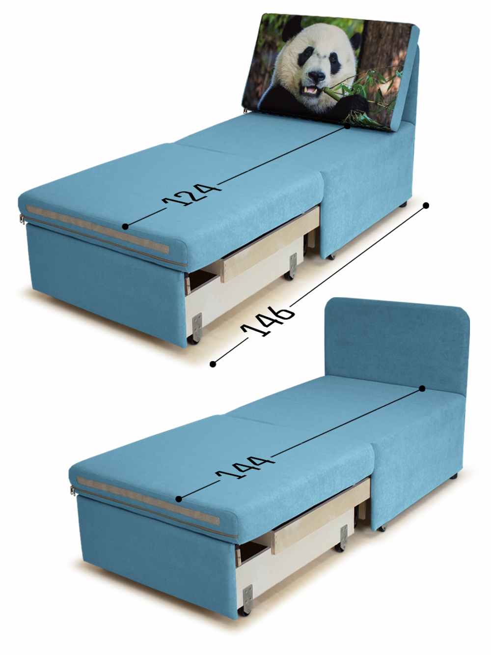 Кресло-кровать "Миник" 70 см, купон Панда