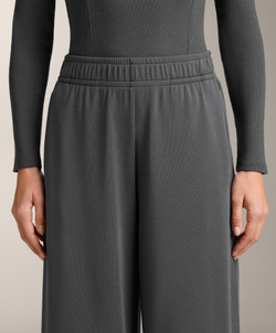 OYSHO Брюки прямого кроя с ребристой отделкой и модала, асфальтовый