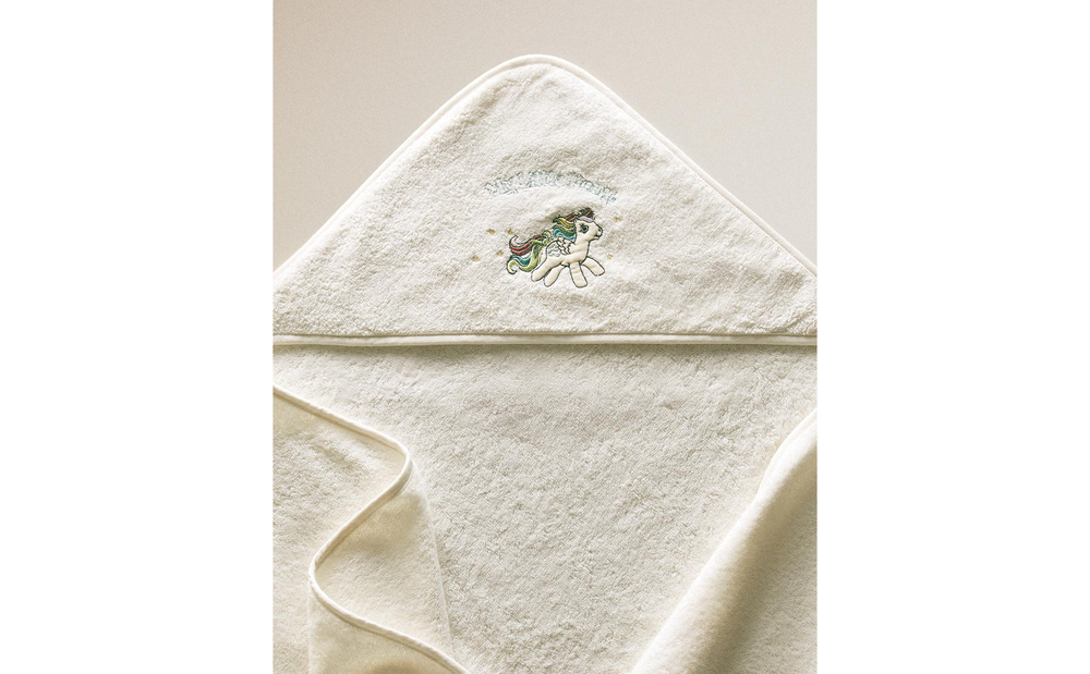 Zara Home Детское полотенце с капюшоном из хлопка, кремовый, 100x100 см