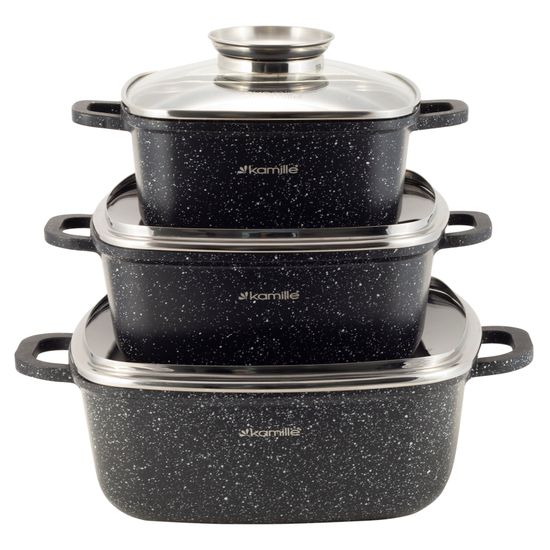 Набор посуды 6 предметов с прихватками Kamille KM 4435 из литого алюминия