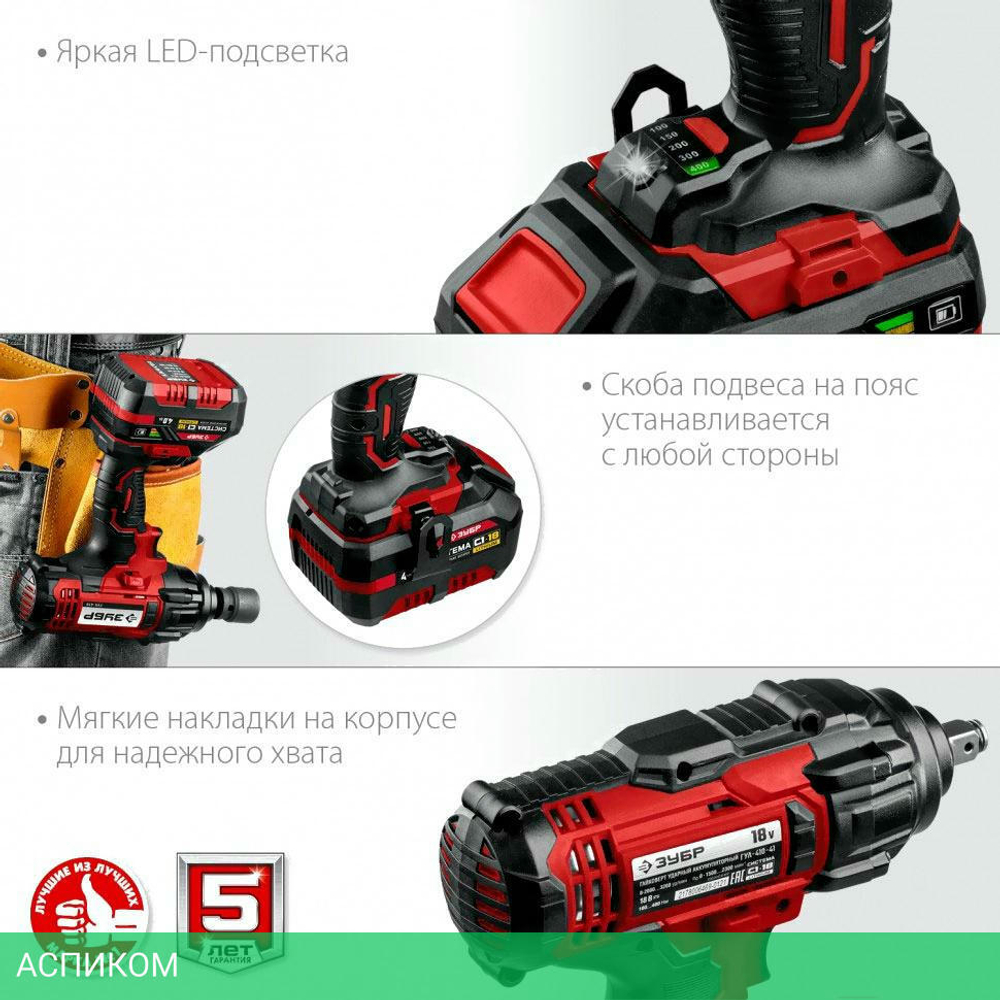 Гайковерт Зубр ГУЛ-410-41 кейс