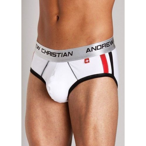 Мужские трусы брифы белые с пуш-ап Andrew Christian Shock Jock Racer Brief White  AC53