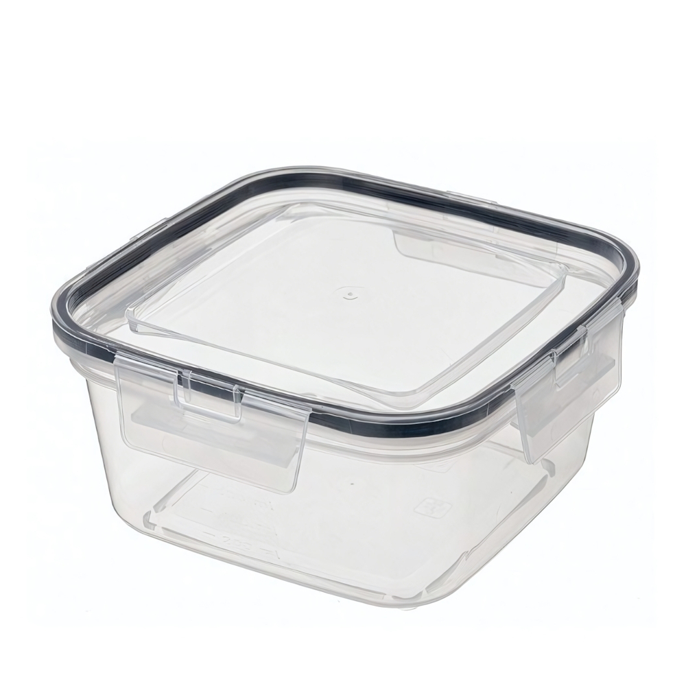 Контейнер для продуктов герметичный квадратный 1,5л с защелками (бесцветный)