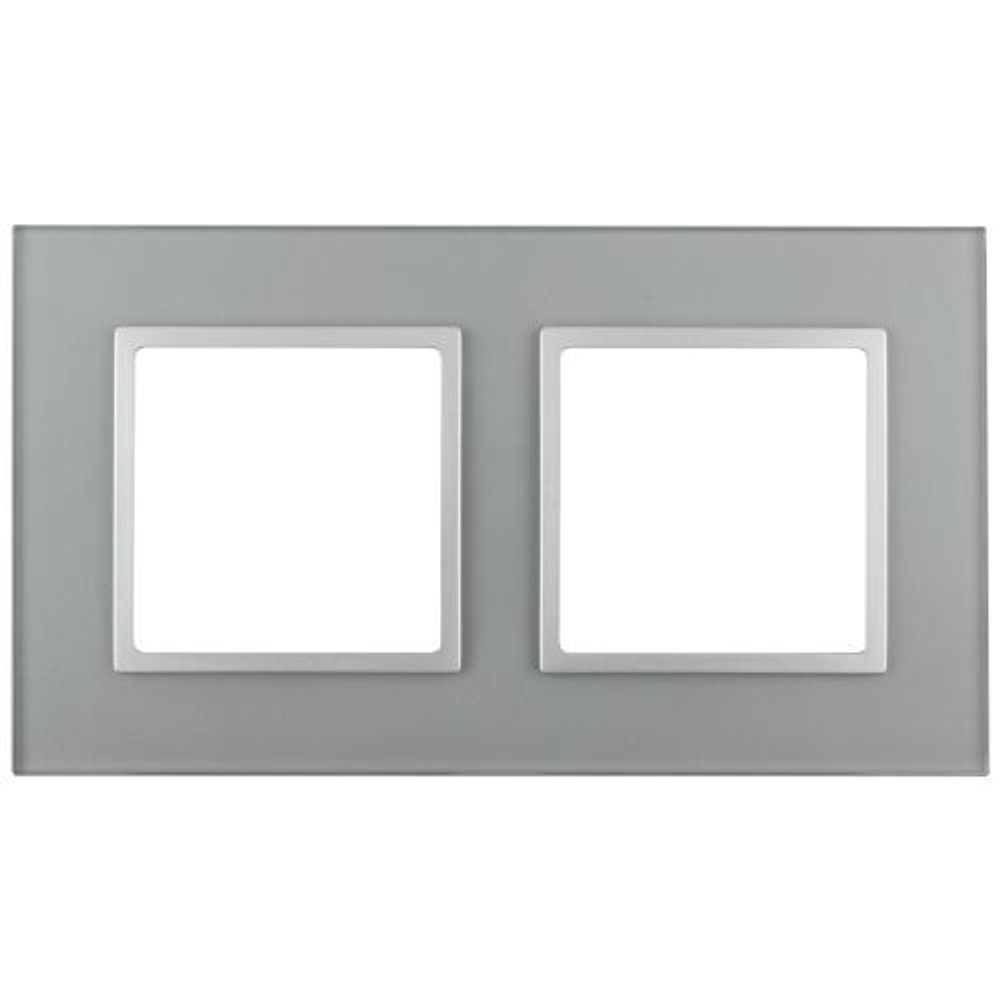 Рамка 2-м 14-5102-03 стекло Elegance алюм.+алюм. ЭРА Б0034490