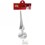 Верхушка на ёлку 23 см «Мерцающий узор» серебро (акция)