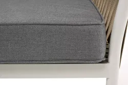 "Касабланка" диван 2-местный плетеный из роупа, каркас алюминий светло-серый (RAL7035) муар, роуп серо-коричневый 23мм, ткань серая 017