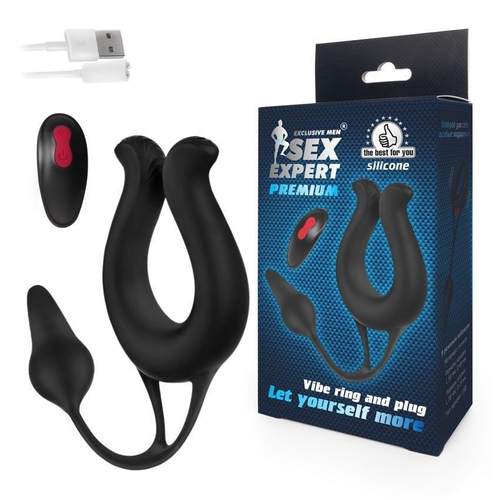 Вибронасадка Sex Expert с анальной втулкой, 6,9 см