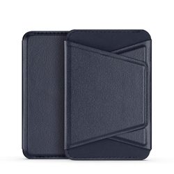 Магнитный держатель картхолдер с MagSafe синего цвета от Dux Ducis, серия Mawa Series Magnetic PU Leather