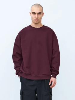 Свитшот оверсайз, с начесом (бордовый)