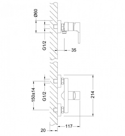 Смеситель для душа Lemark Aura LM0603C Хром Синий