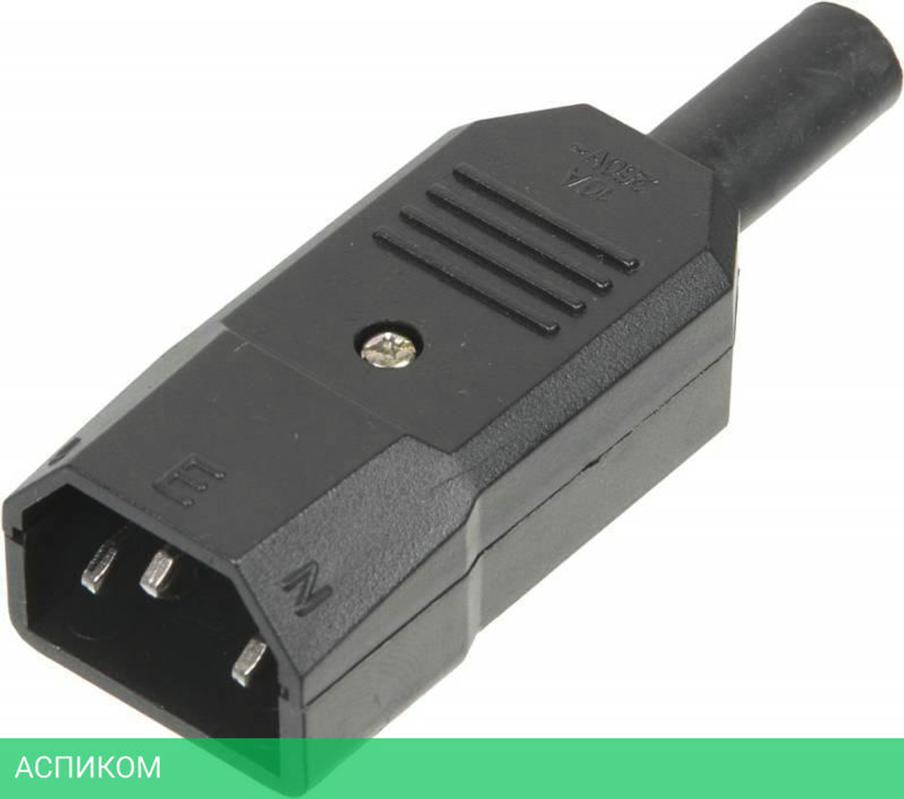 Вилка Lanmaster IEC 60320 C14 10A 250V разборная черная